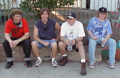 Steve, AJ, Dave, Tim K - 2000 Democratic Convention, Los Angeles, Dome Village performance - CLICK FOR NEXT IMAGE